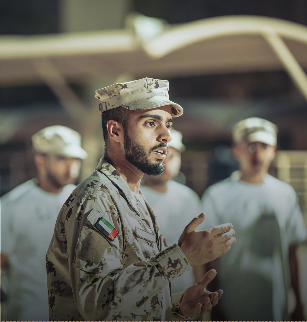 A UAE Armed Forces instructor speaking to Beladi participants